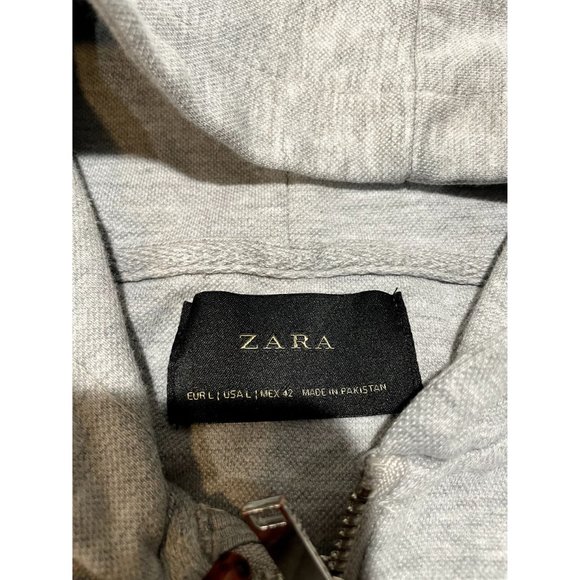 ZARA FULL ZIP GREY HOODED SWEATER SIZE LARGE WOMAN'S | N1 - Picture 3 of 7